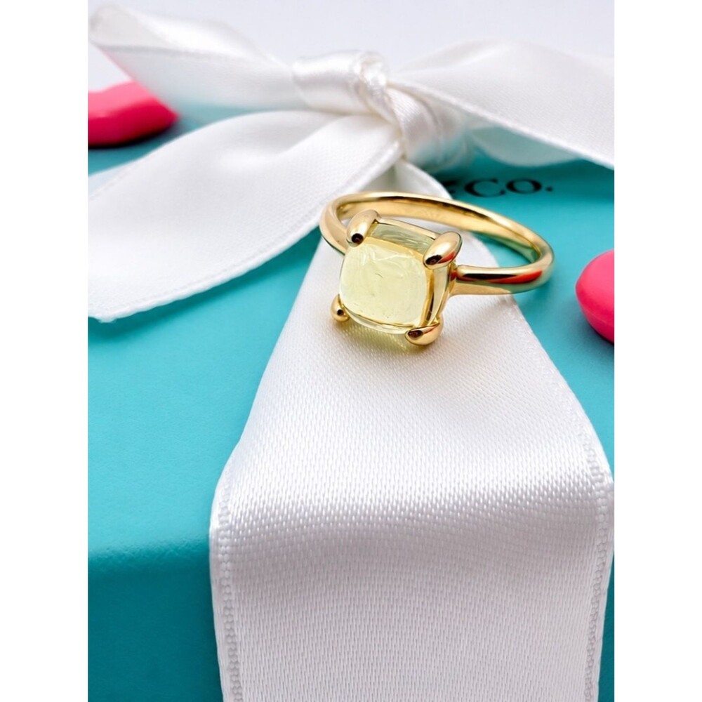 EXT RARE Tiffany & Co. 18k Lemon Quartz Paloma Picasso Sugar Stacks Ring, Sz 5 - Picture 2 of 6